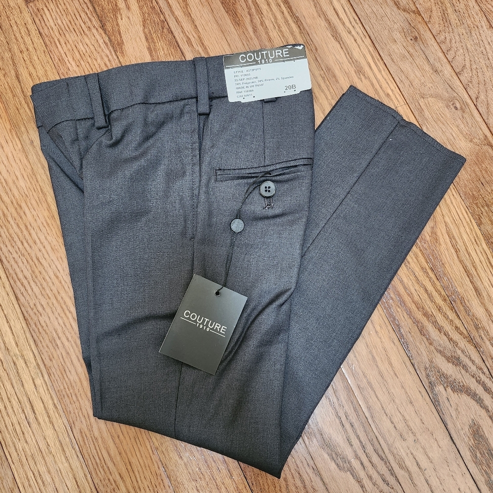 Couture 1910 Boys Power Stretch Flat Front formal dress Pants slacks 20" WAIST
